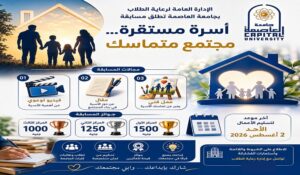 جامعة العاصمة تطلق مسابقة “أسرة مستقرة.. مجتمع متماسك” بجوائز مالية لتعزيز الوعي الأسري بين الطلاب