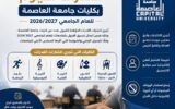 جامعة العاصمة تفتح باب التقدم لبرامج الماجستير المهني في الاستثمار الاجتماعي للعام الجامعي 2026/2027