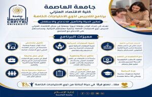 جامعة العاصمة تطلق برنامجًا متميزًا لتدريس الاقتصاد المنزلي لذوي الاحتياجات الخاصة.. تأهيل كوادر تدعم الدمج والاستقلال