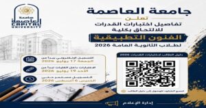 تنسيق الجامعات 2026.. جامعة العاصمة تعلن تفاصيل اختبارات القدرات للالتحاق بكلية الفنون التطبيقية